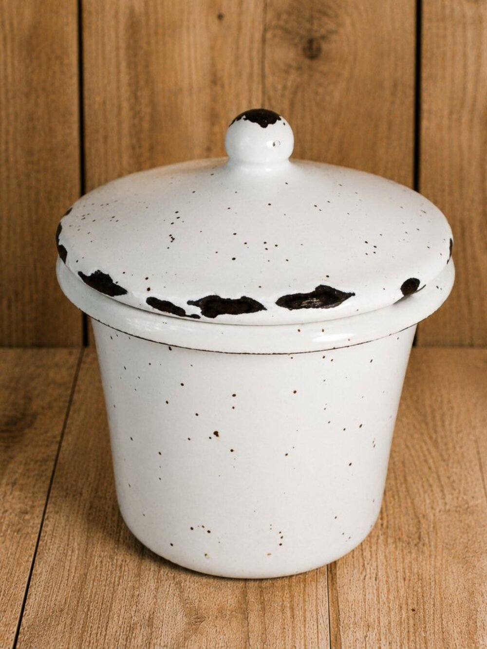 Martha Stewart Everyday White Speckled Enamel Canister with Lid Farmhouse Decor